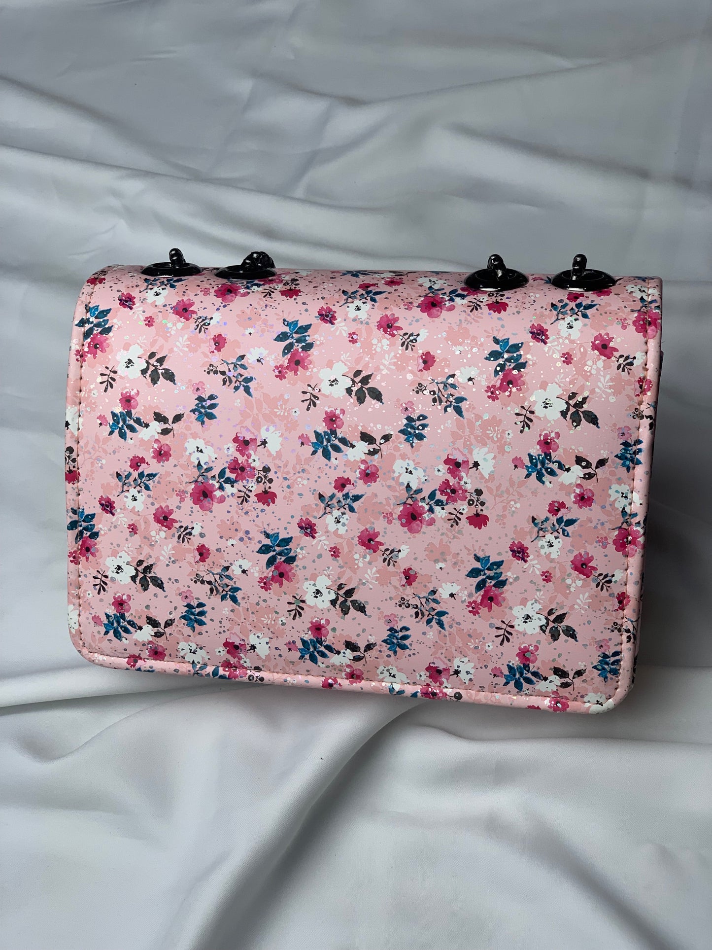 MK-Pink Floral Print Crossbody Handbag