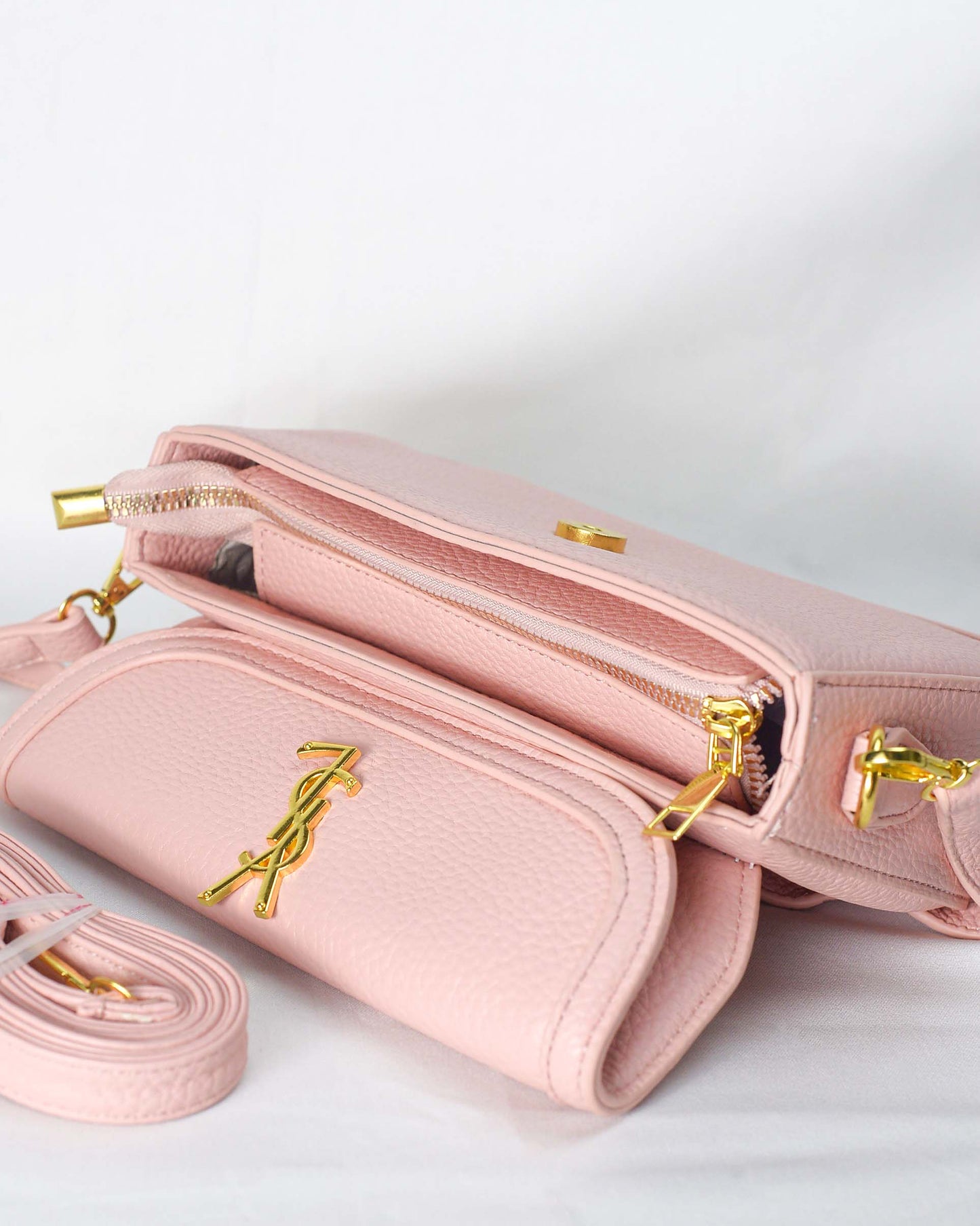 YSL-Pink Ivory Luxe Shoulder Bag