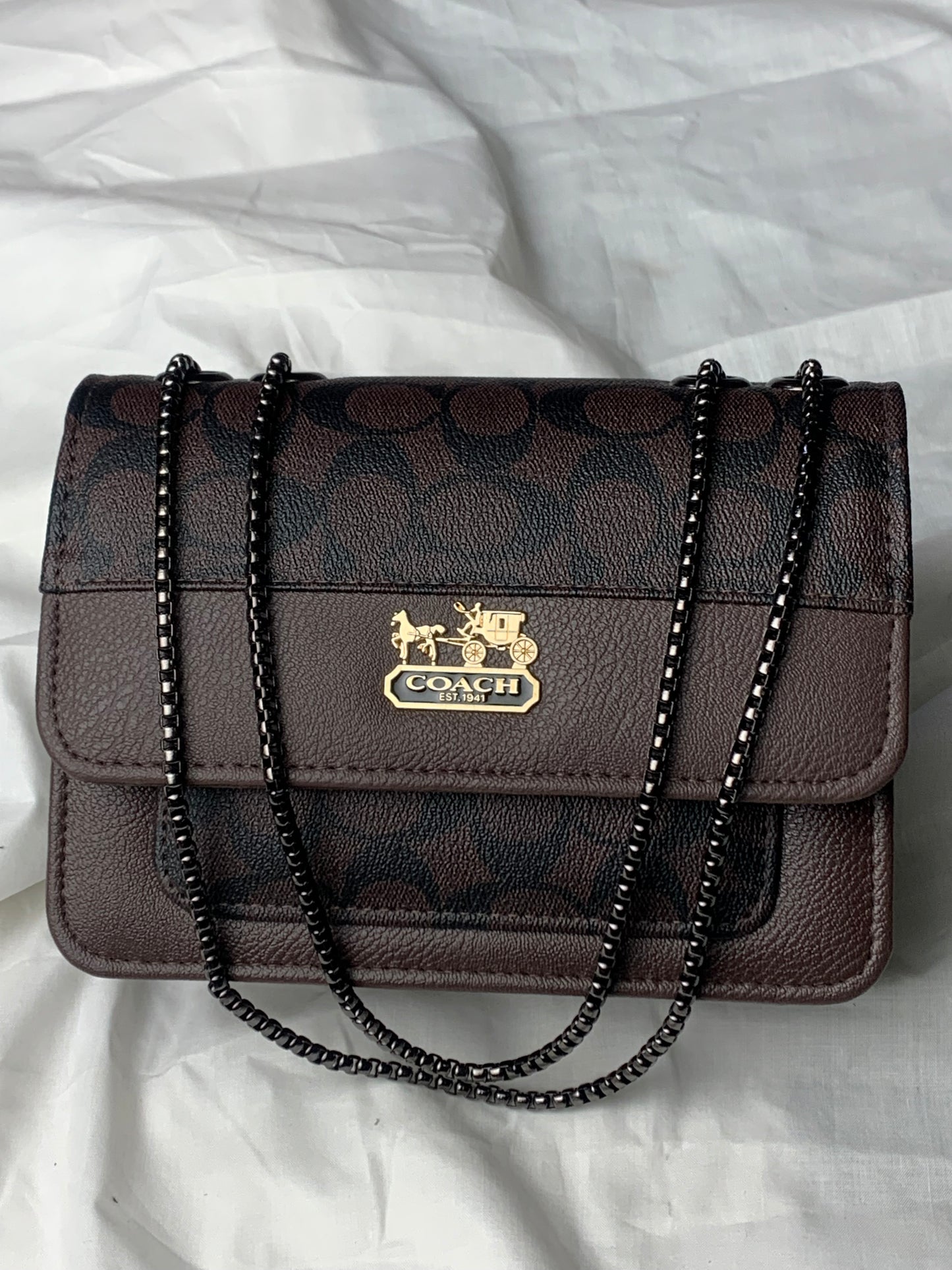 New Coach Dark Crossbody Handbag (Black Chain)