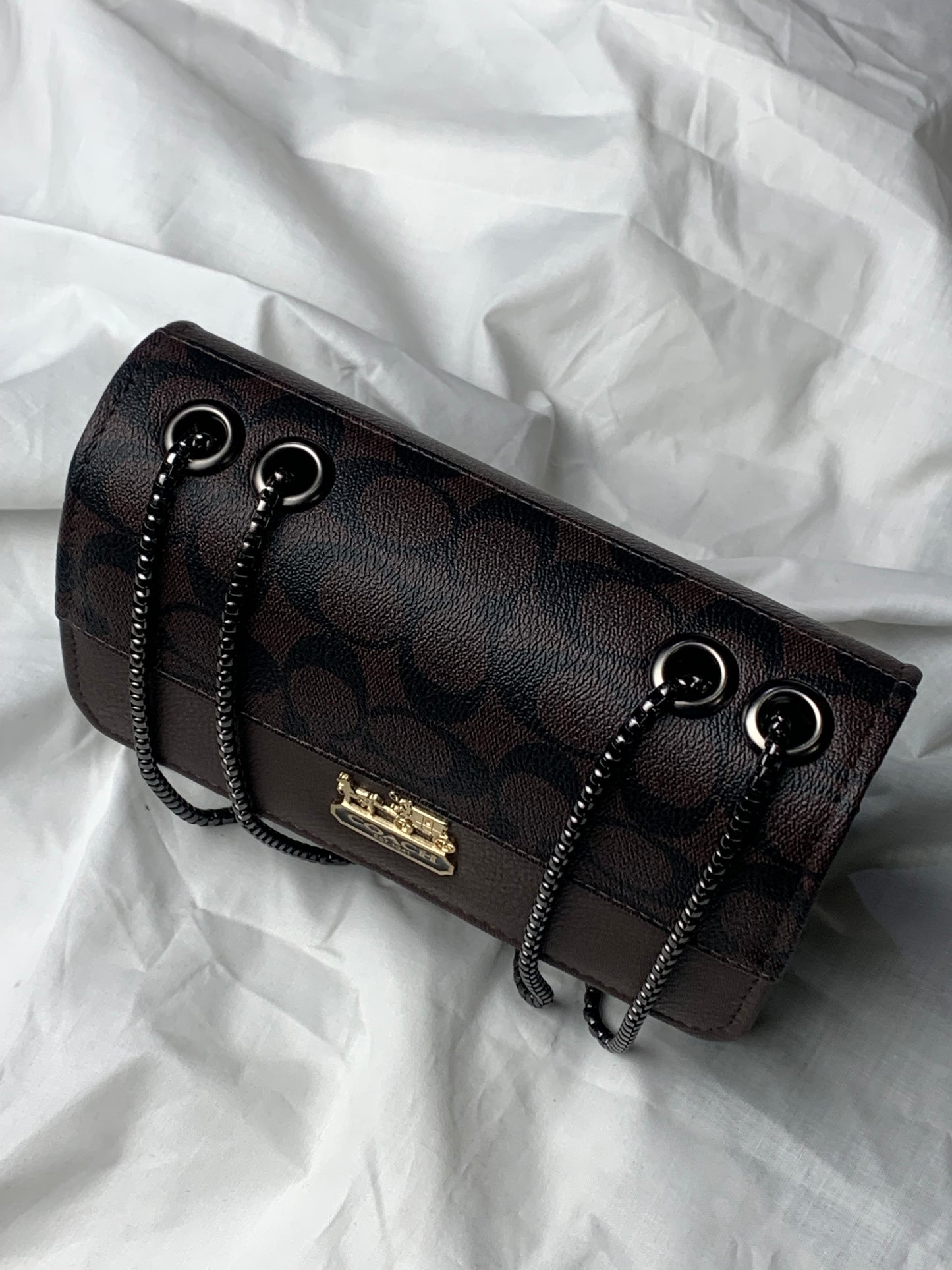 New Coach Dark Crossbody Handbag (Black Chain)