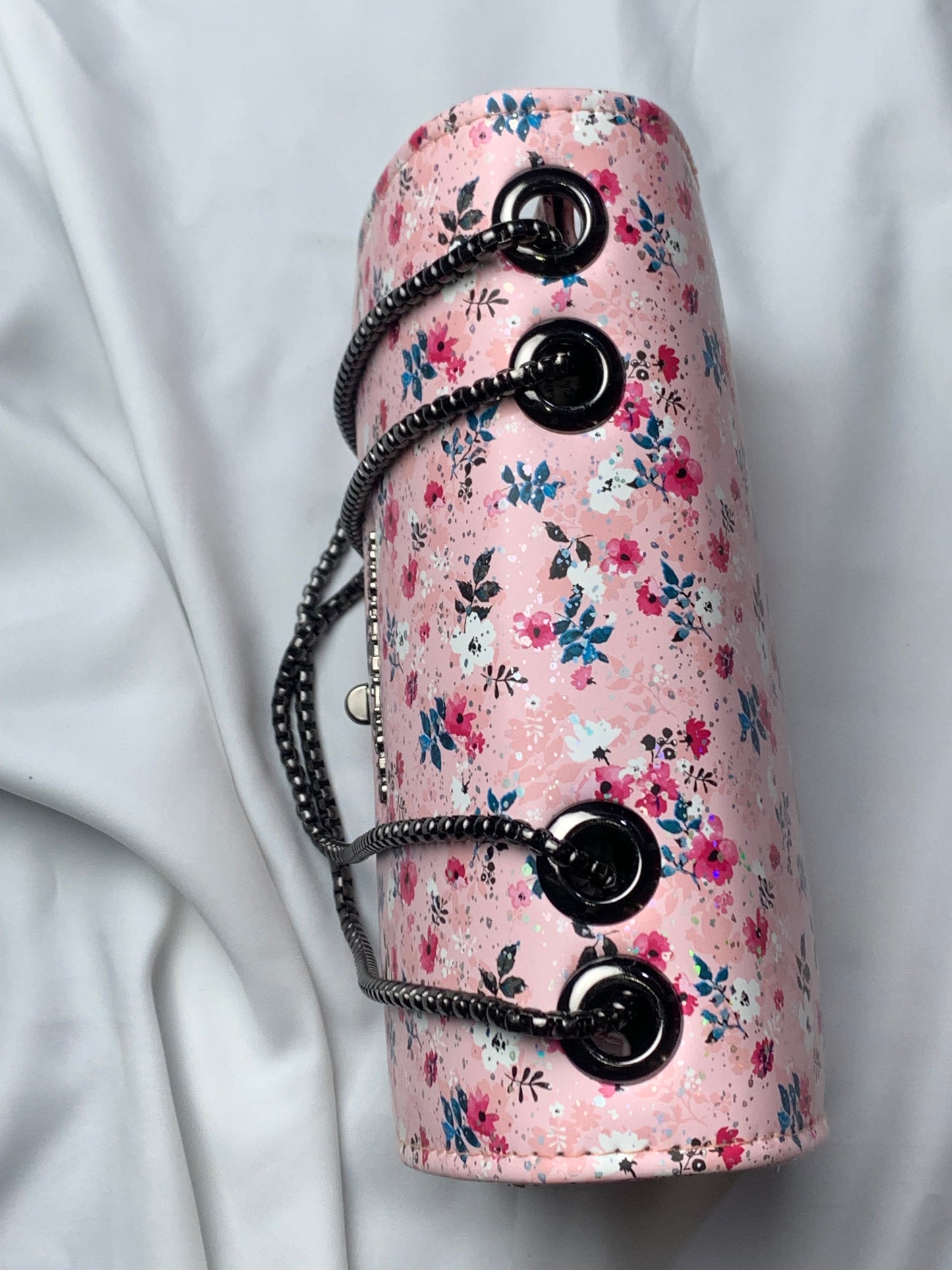 MK-Pink Floral Print Crossbody Handbag