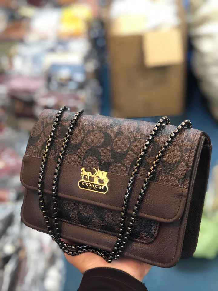 New Coach Dark Crossbody Handbag (Black Chain)