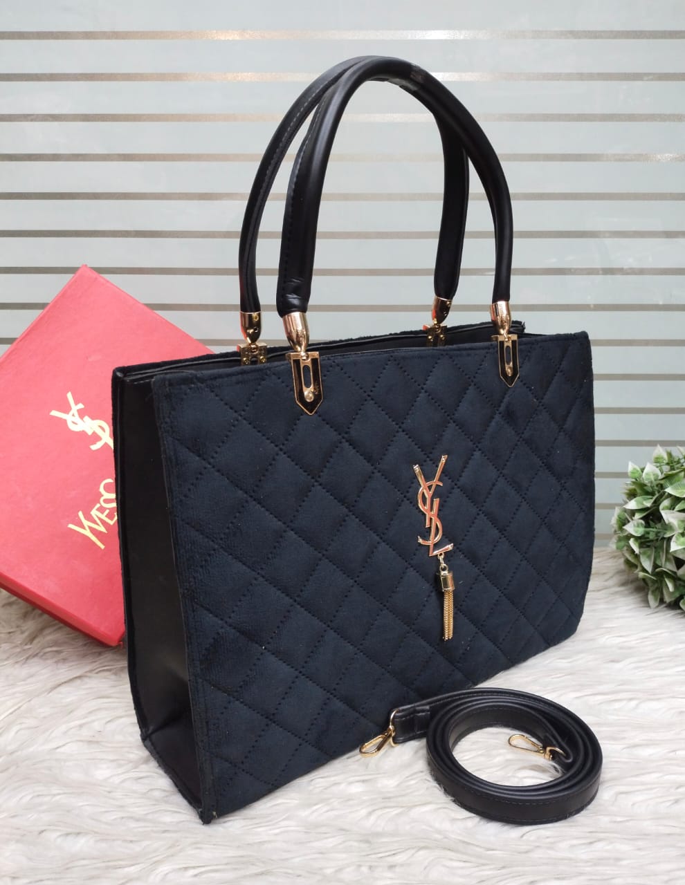 New Arrival YSL Velvet Handbag (Black)