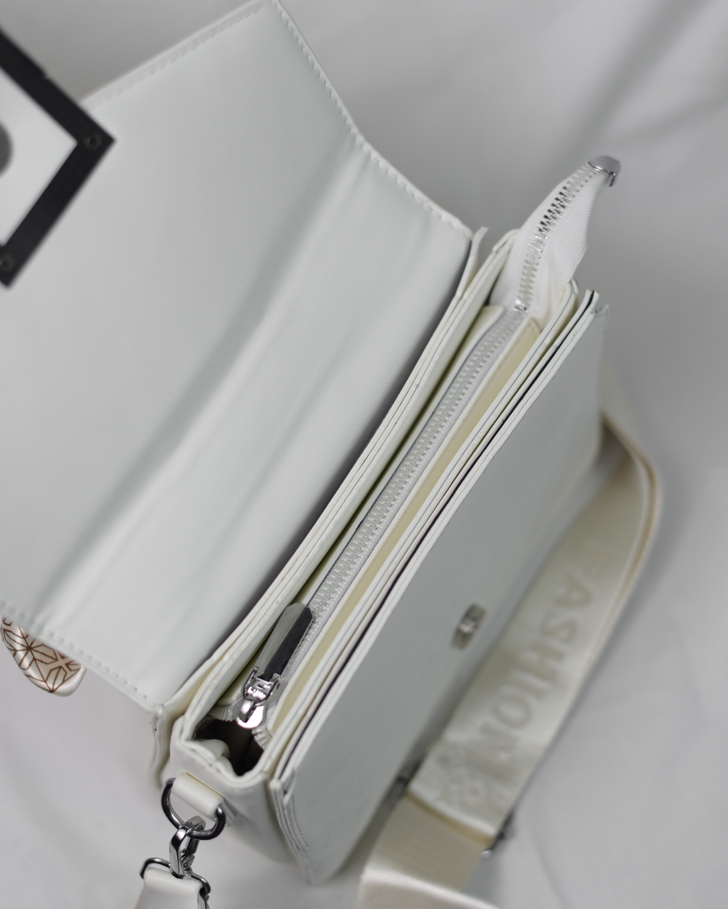 AUREL-White Structured Crossbody Bag