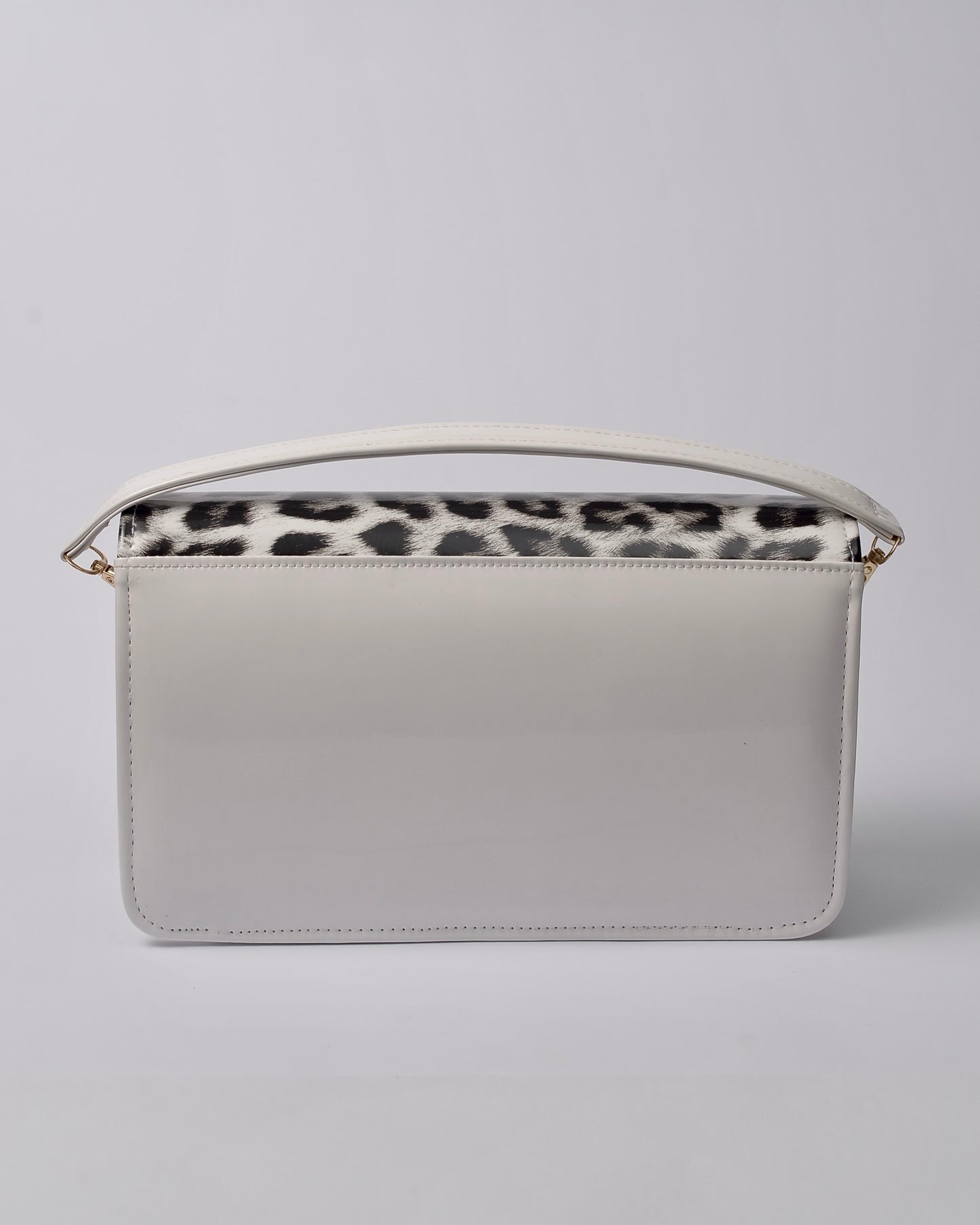 V-Logo Structured Shoulder Bag – Ivory Leopard