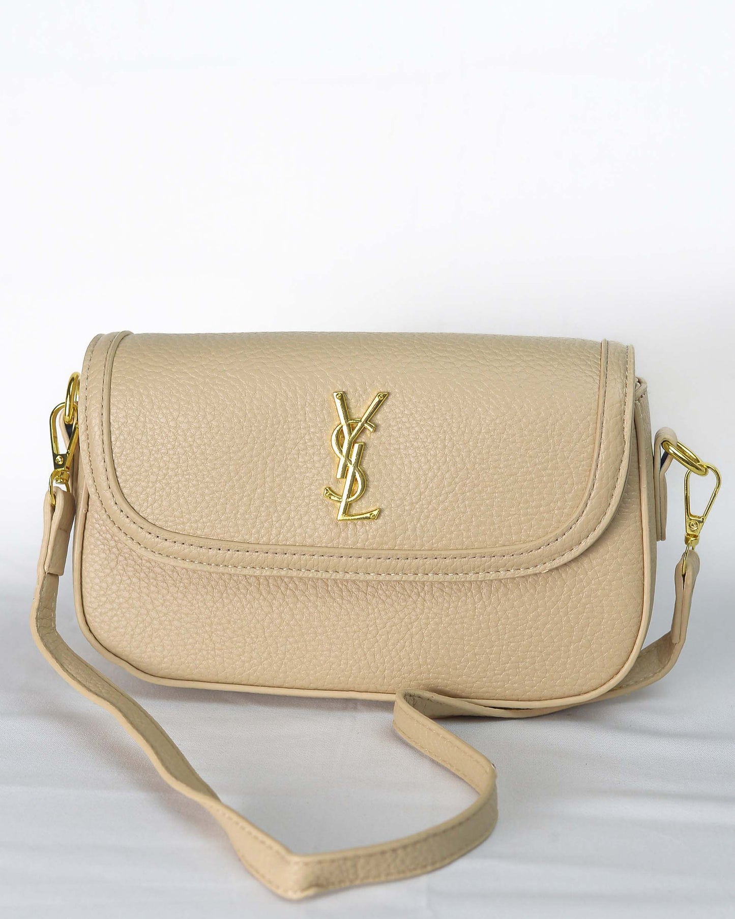 YSL-Beige Ivory Luxe Shoulder Bag