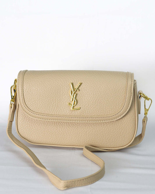 YSL-Beige Ivory Luxe Shoulder Bag