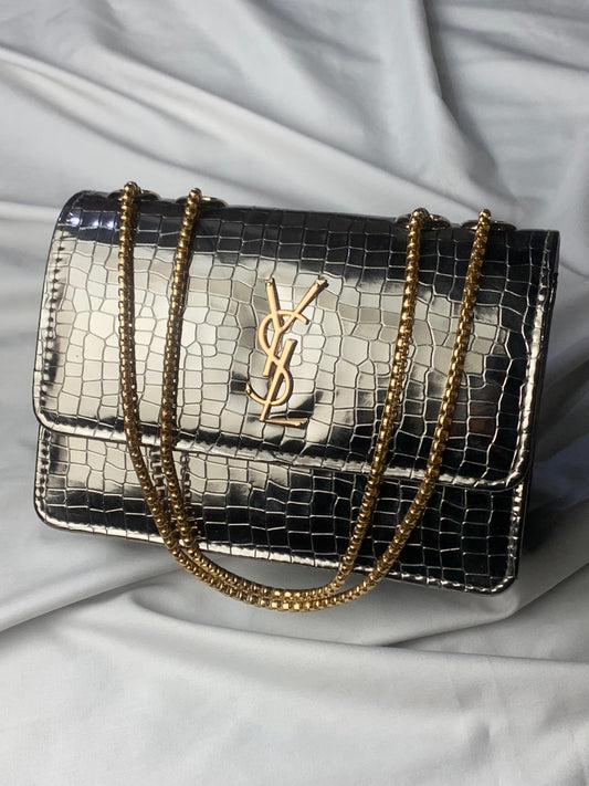 YSL Silver Crossbody Handbag