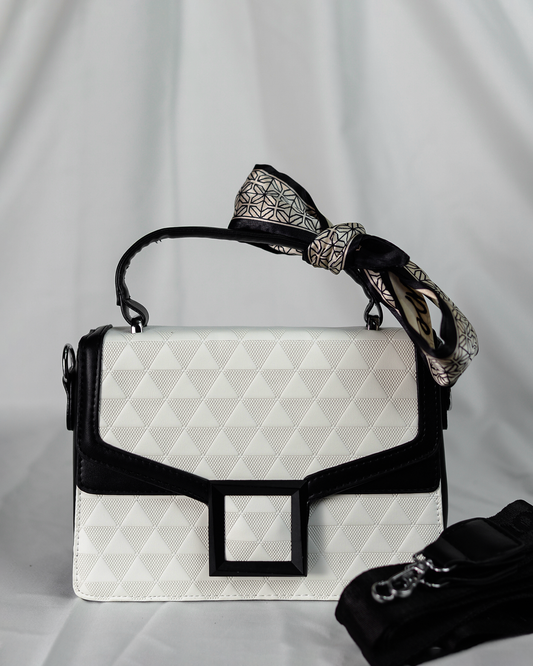 AUREL-Structured Crossbody Bag (White & Black)