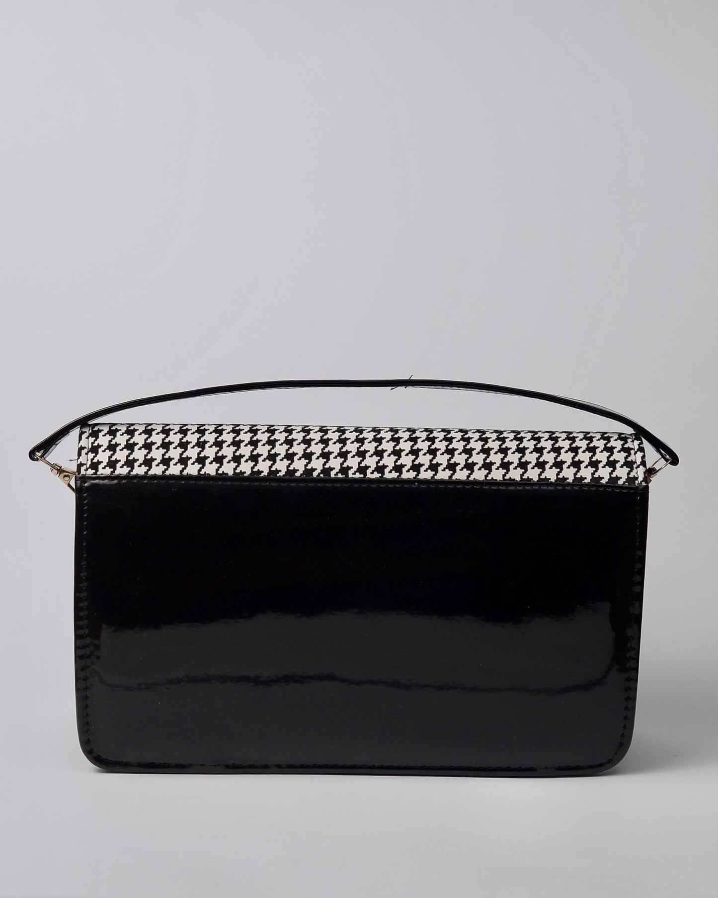 V-Logo Structured Shoulder Bag – Black Mono