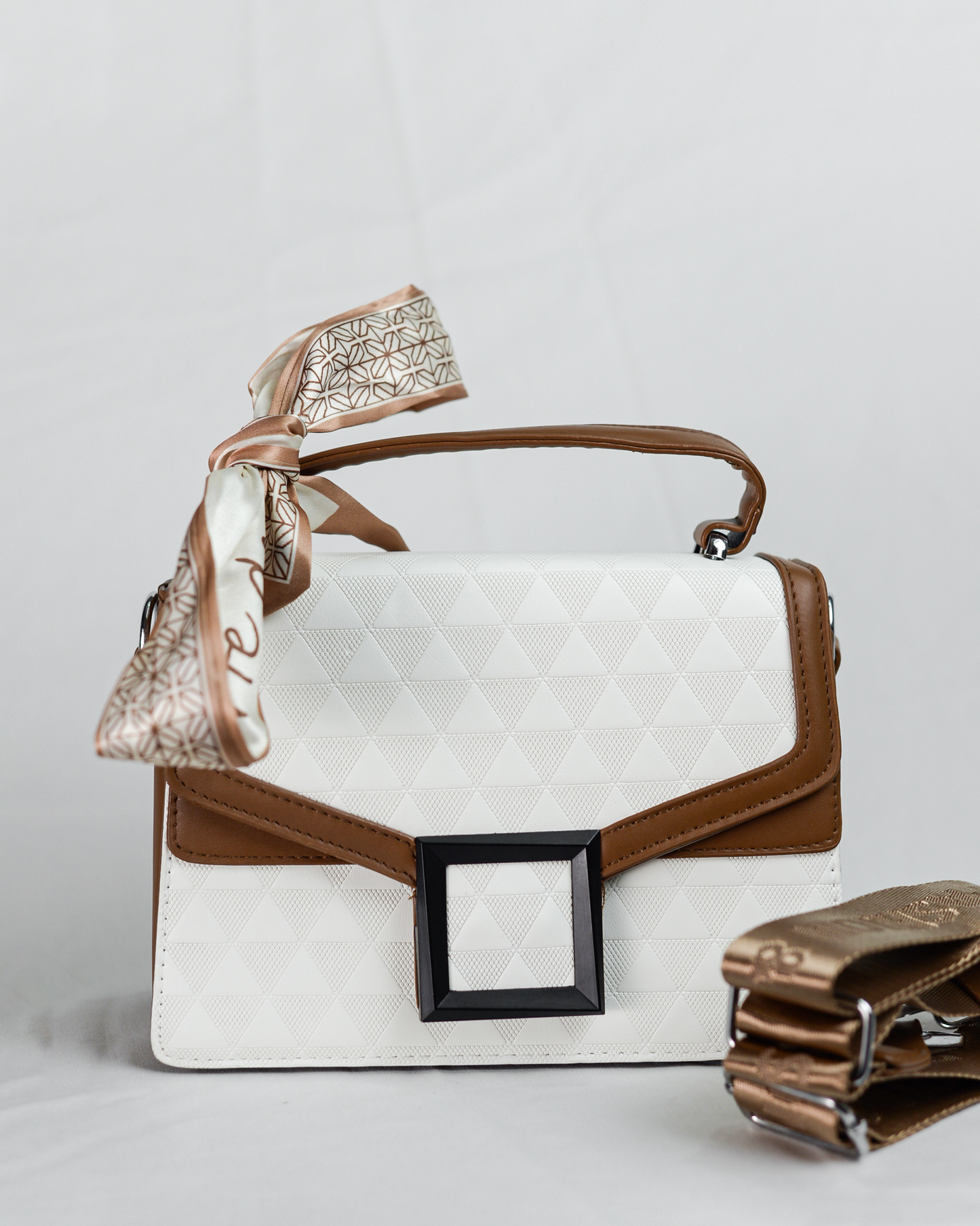 AUREL Structured Crossbody Bag (Brown & White)