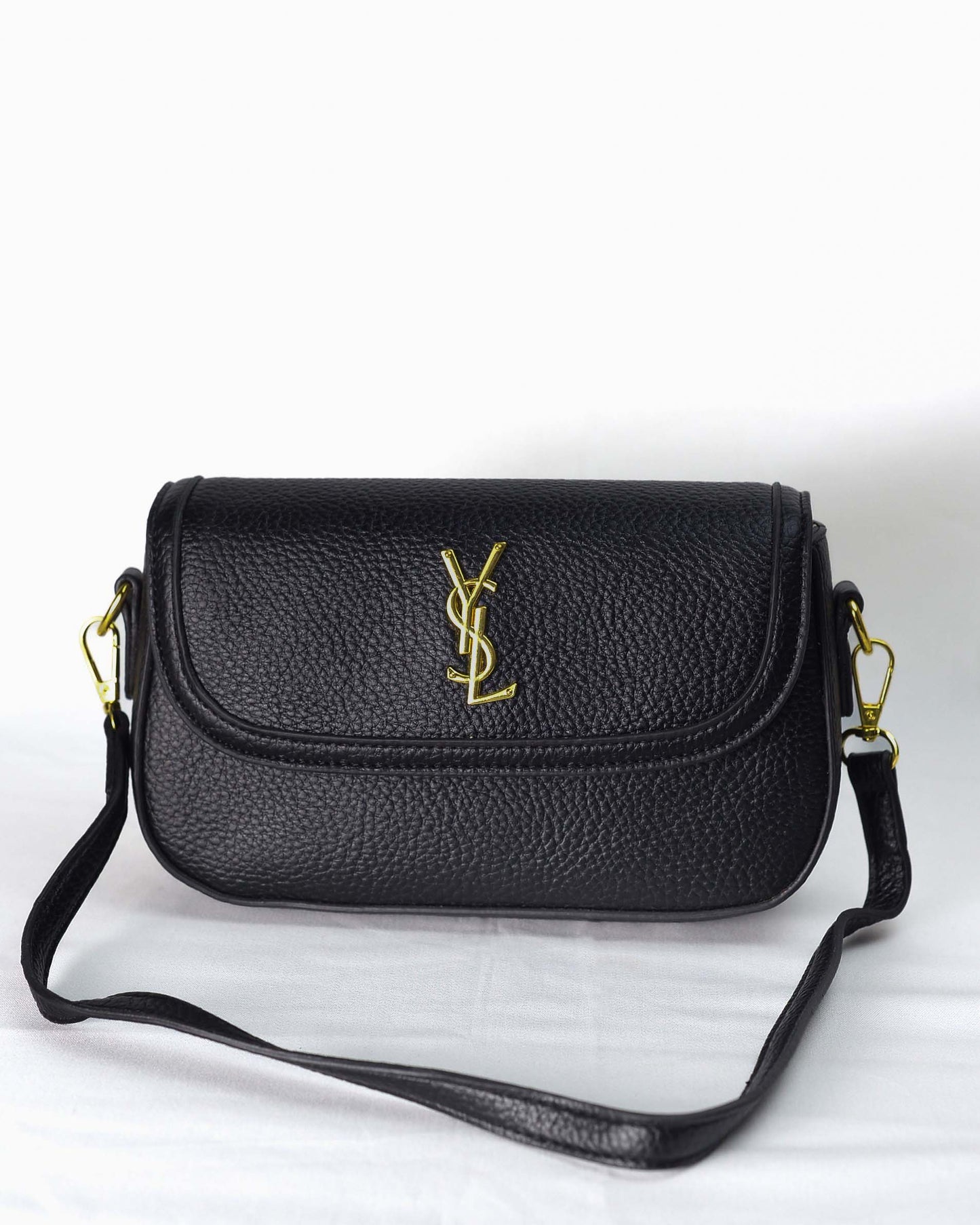 YSL-Black Ivory Luxe Shoulder Bag
