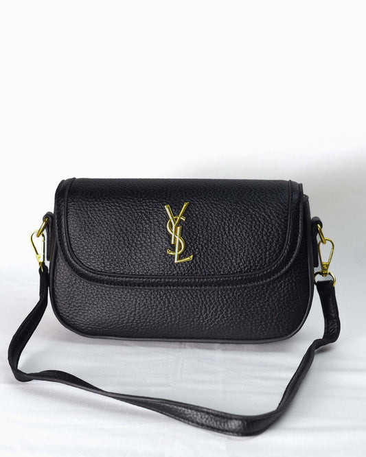 YSL-Black Ivory Luxe Shoulder Bag