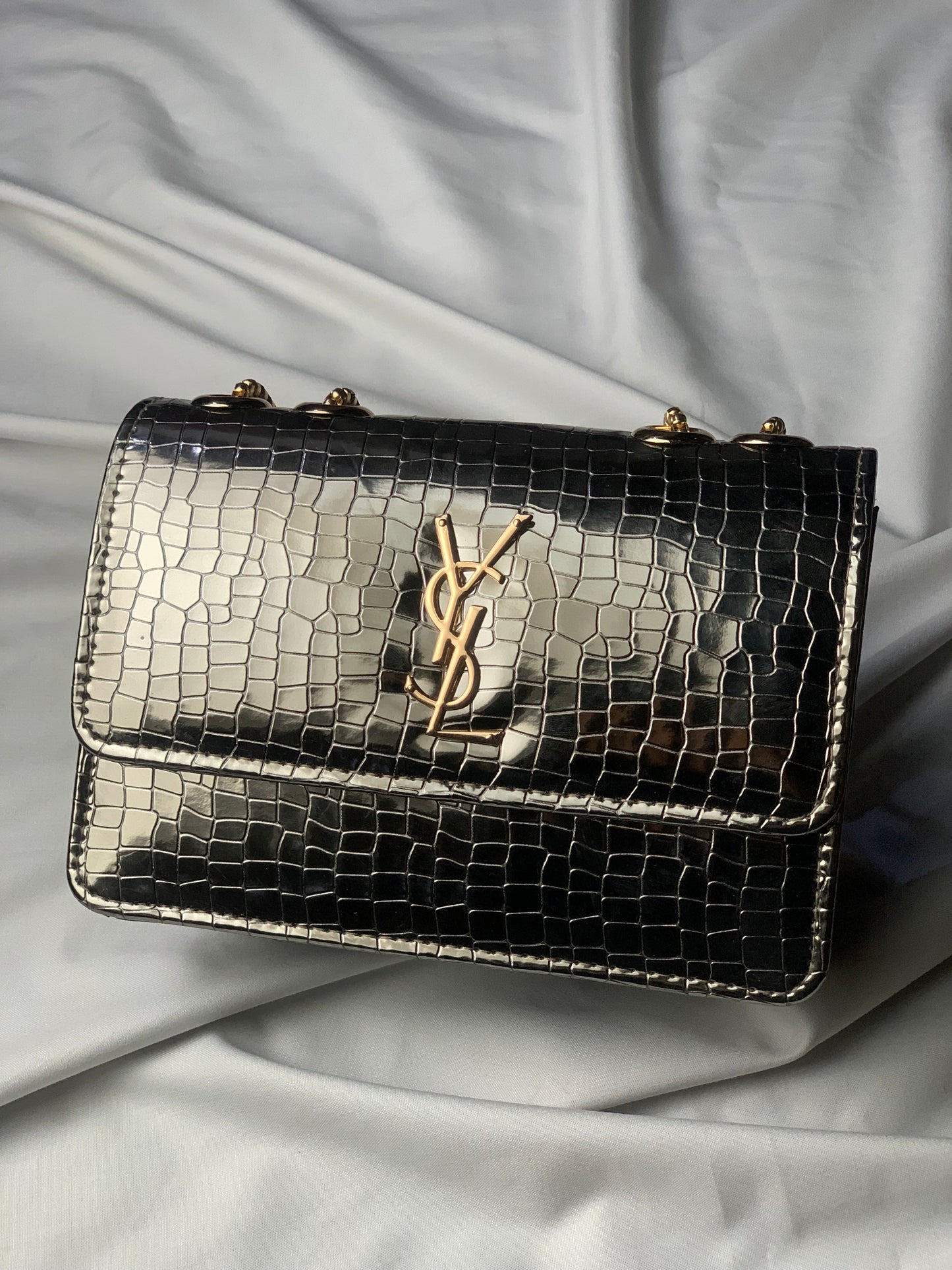 YSL Silver Crossbody Handbag