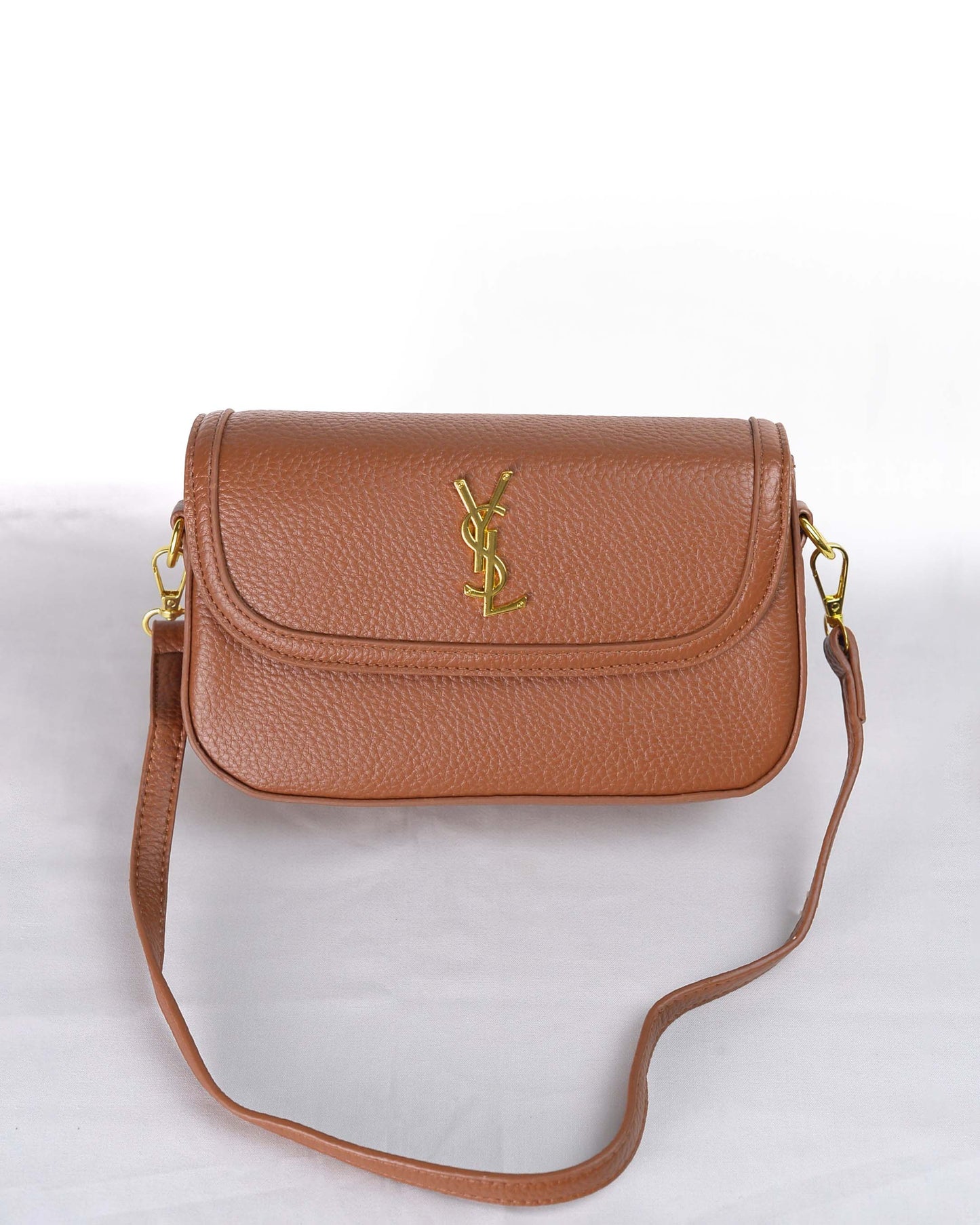 YSL-Brown Ivory Luxe Shoulder Bag