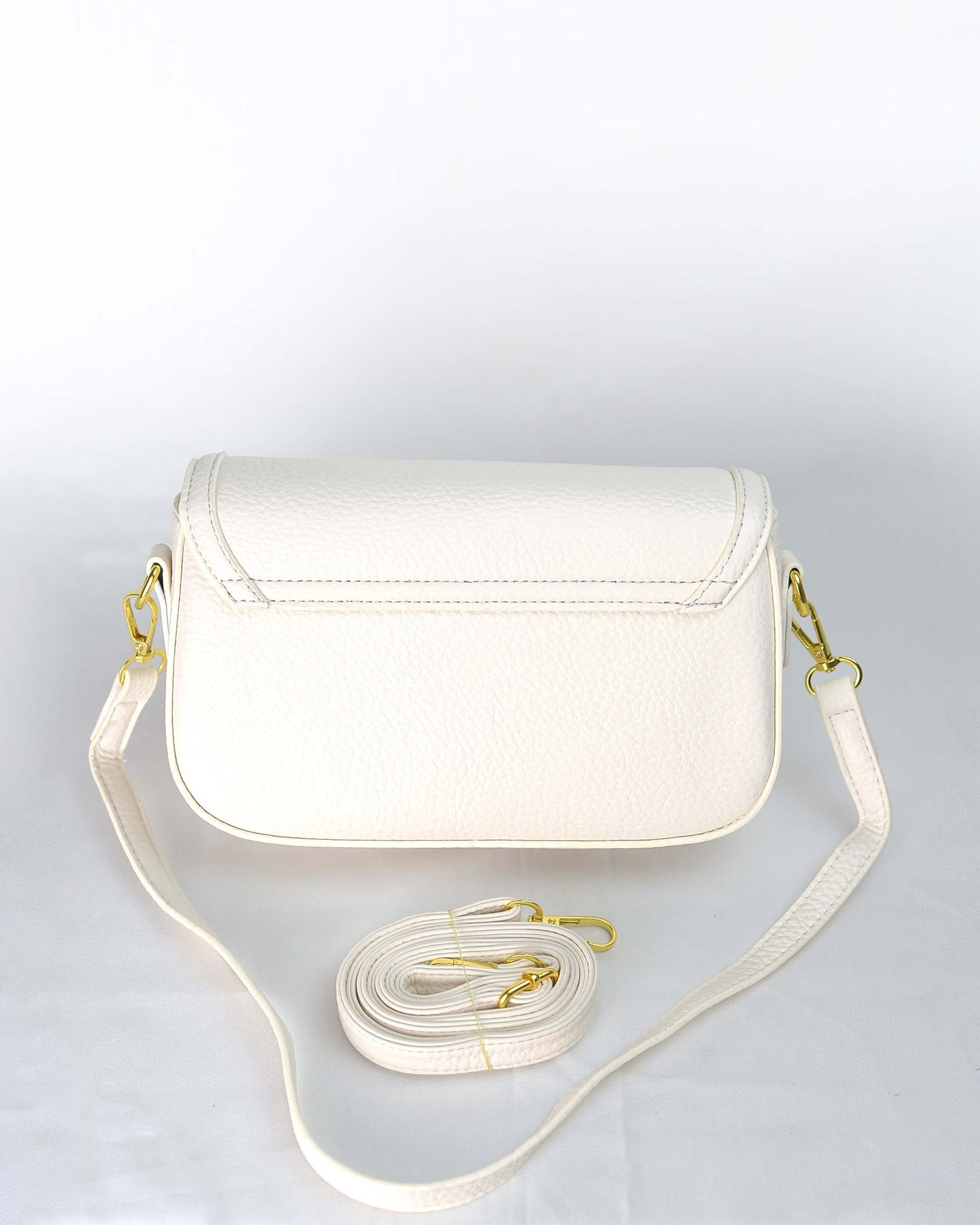 YSL-White Ivory Luxe Shoulder Bag