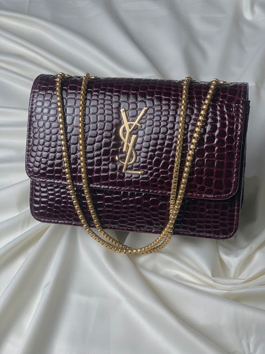 New Arrival YSL Wine Red Crossbody Handbag