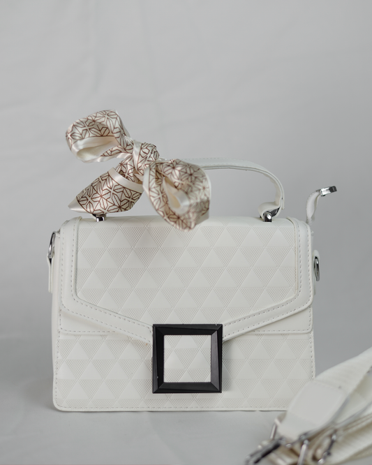 AUREL-White Structured Crossbody Bag