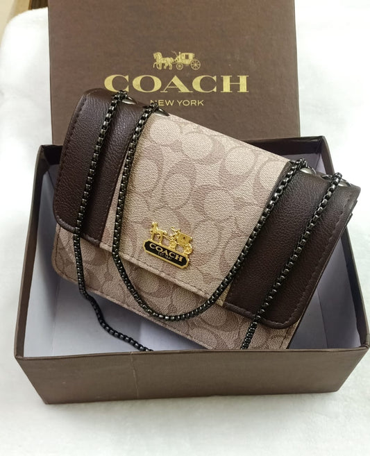 COACH-CROSSBODY-BLACK WITH BLACK CHAIN