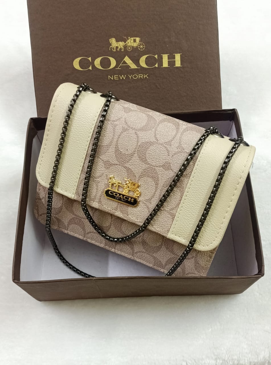 COACH-CROSSBODY-BLACK WITH BLACK CHAIN